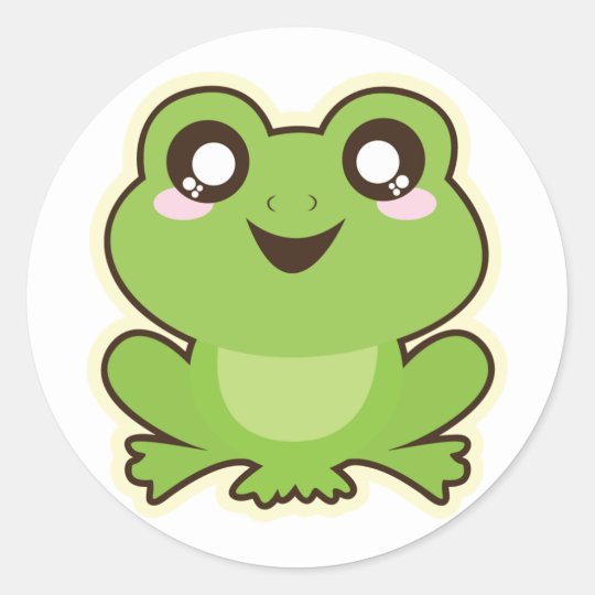 Cute Cartoon Frog Classic Round Sticker | Zazzle.com