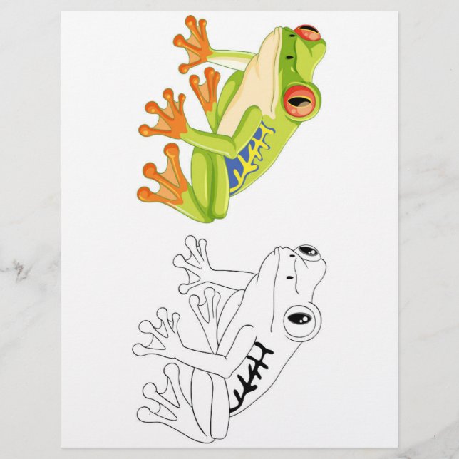 Cute Cartoon frog coloring page (Front)