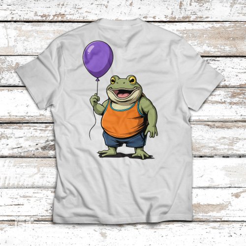 Cute Cartoon Frog Holding Purple Balloon T-Shirt