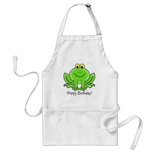 Cute Cartoon Frog Hoppy Birthday Funny Greeting Adult Apron
