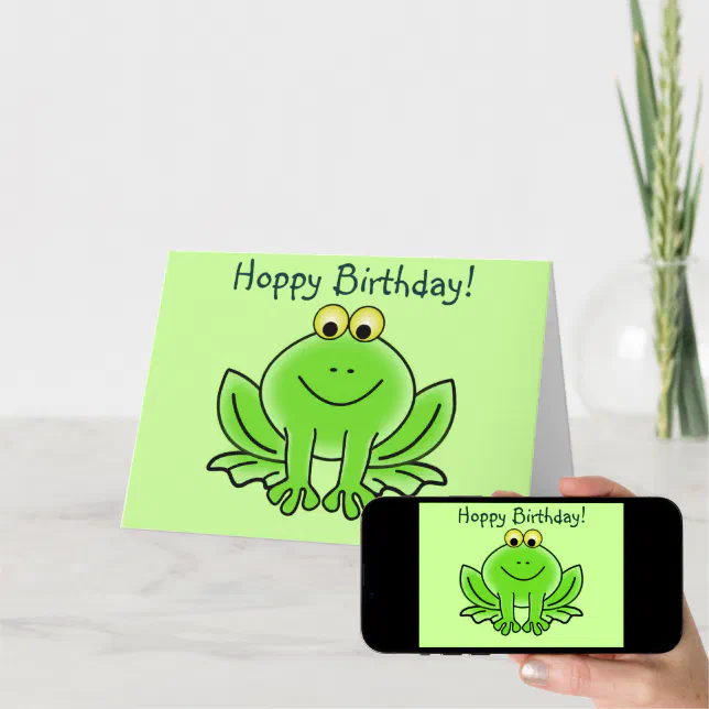 Cute Cartoon Frog Hoppy Birthday Funny Greeting Card | Zazzle