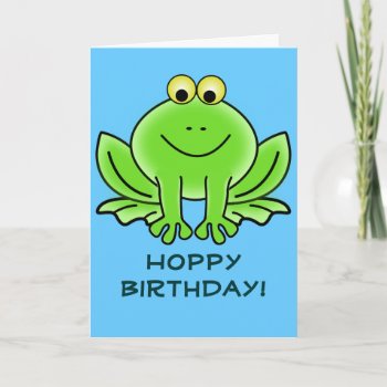 Cute Cartoon Frog Hoppy Birthday Funny Greeting Card by egogenius at Zazzle