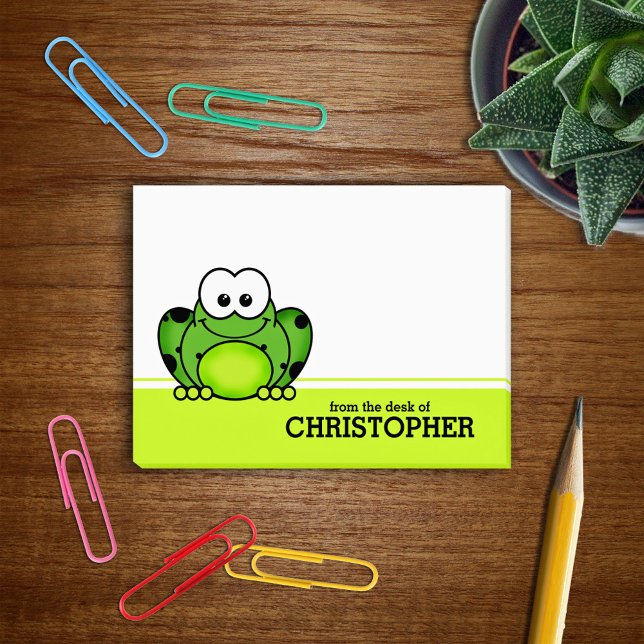 Cute Cartoon Frog Personalized Post-it Notes (Creator Uploaded)