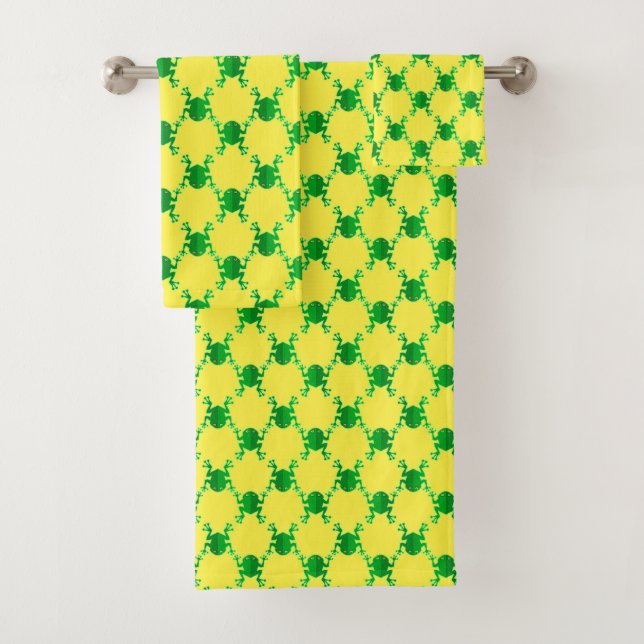 Cute Cartoon Frogs Bath Towel Set (Insitu)