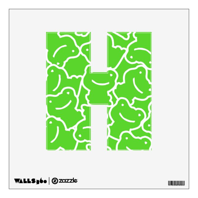Cute Cartoon Frogs Kids Name Initial Letter H Wall Decal (Front)