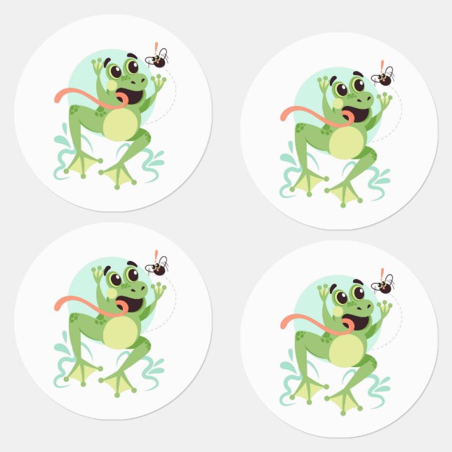 Cute Cartoon Frogs Labels (Group)
