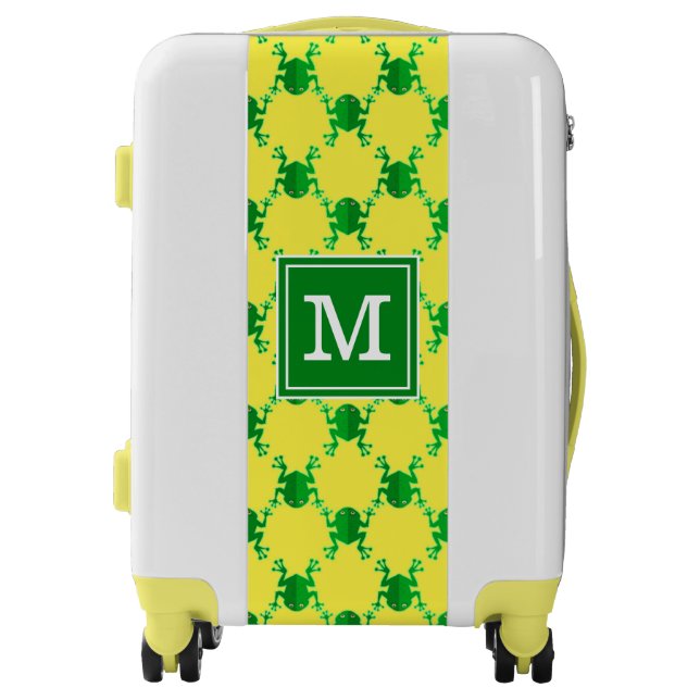 Cute Cartoon Frogs | Monogram Luggage (Front)