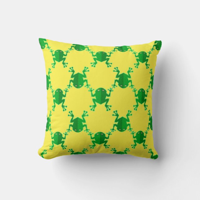 Cute Cartoon Frogs Throw Pillow (Front)