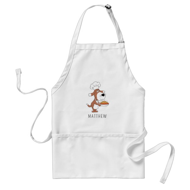 Cute Cartoon Funny Chef Cook Dog Puppy Kitchen Adult Apron (Front)