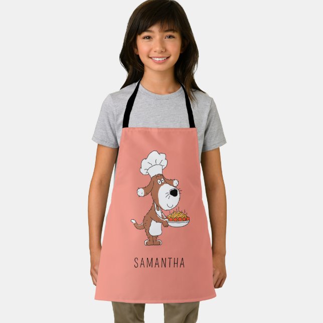 Cute Cartoon Funny Chef Cook Dog Puppy Kitchen Apron (Insitu)