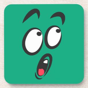 Cute Cartoon Funny Shocked Face Beverage Coaster