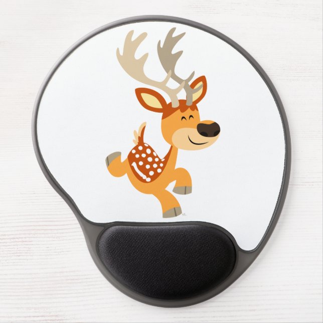 Cute Cartoon Gamboling Fallow Deer Gel Mousepad (Front)