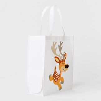 Cute Cartoon Gamboling Fallow Deer Reusable Bag