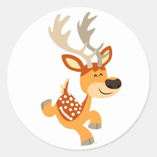 Cute Cartoon Gamboling Fallow Deer Sticker