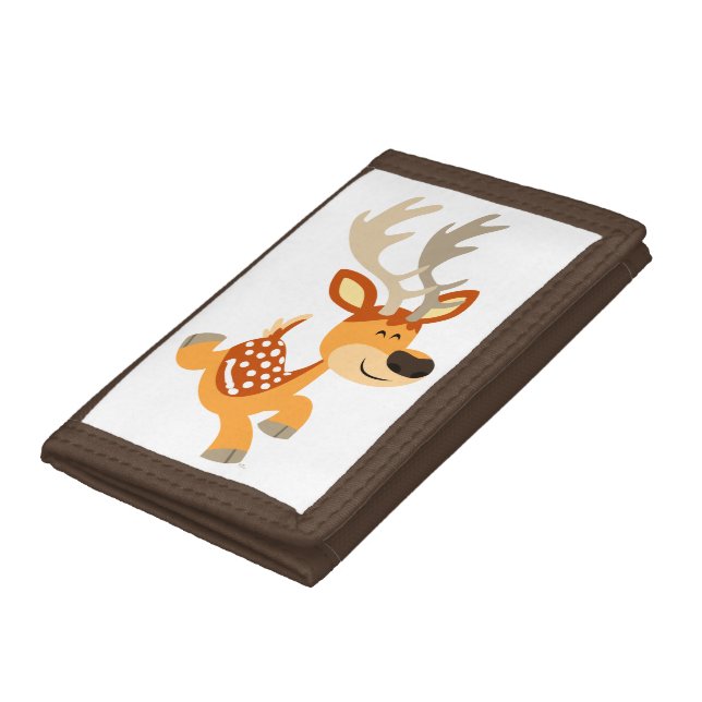 Cute Cartoon Gamboling Fallow Deer Tri-fold Wallet (Bottom)