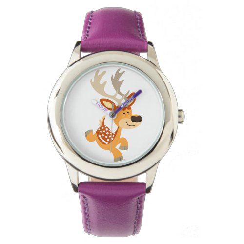 Cute Cartoon Gamboling Fallow Deer Watch