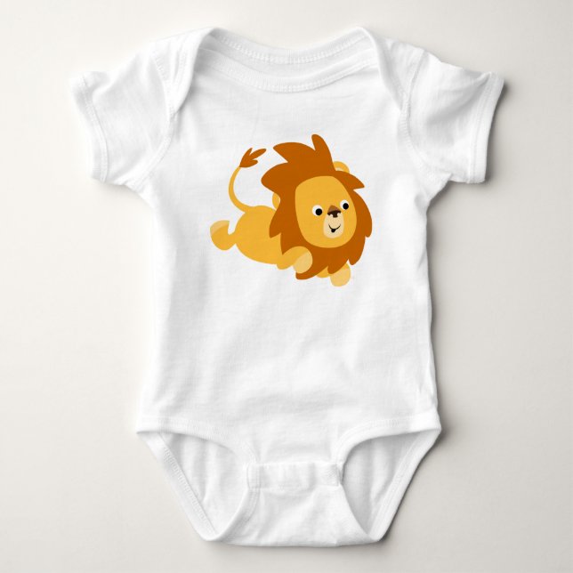 Cute Cartoon Gamboling Lion Baby Baby Bodysuit (Front)