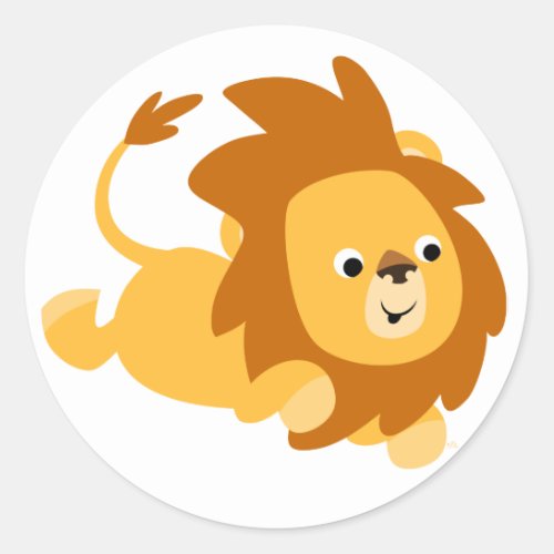 Cute Cartoon Gamboling Lion Sticker