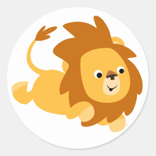 Cute Cartoon Gamboling Lion Sticker | Zazzle