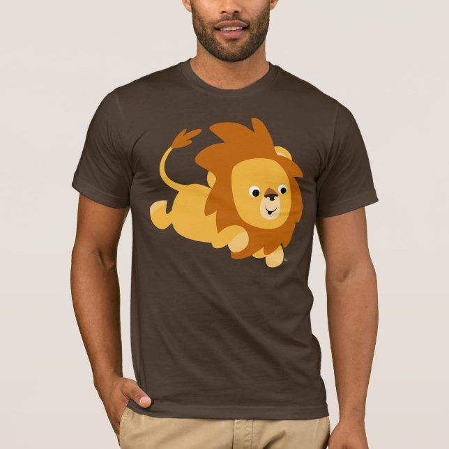 Cute Cartoon Gamboling Lion T-Shirt (Front)