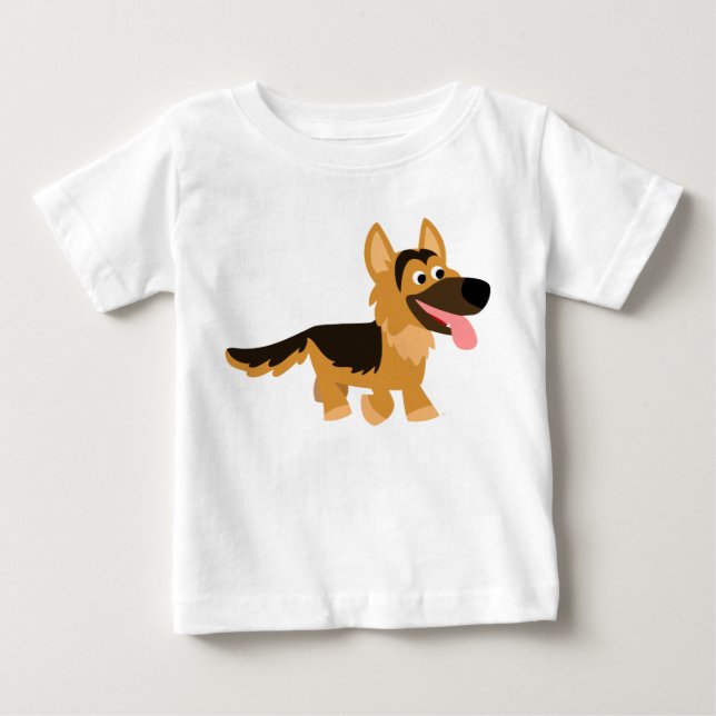 Cute Cartoon German Shepherd Dog Baby T-Shirt (Front)