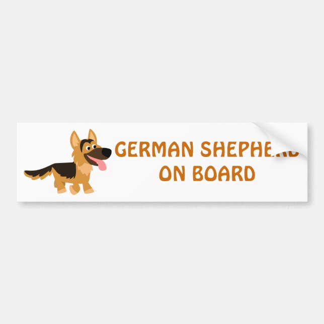 Cute Cartoon German Shepherd Dog Bumper Sticker (Front)