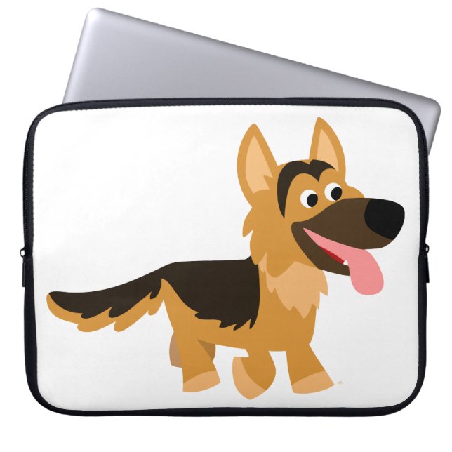 Cute Cartoon German Shepherd Dog Laptop Sleeve (Front)