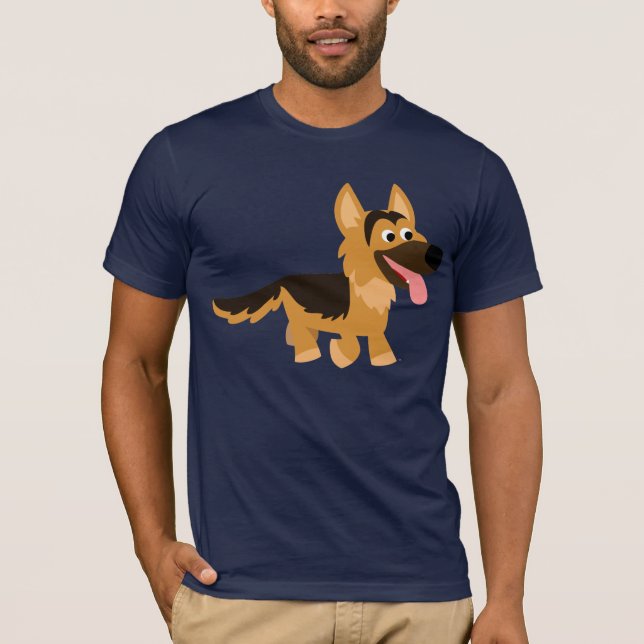 Cute Cartoon German Shepherd Dog T-Shirt (Front)