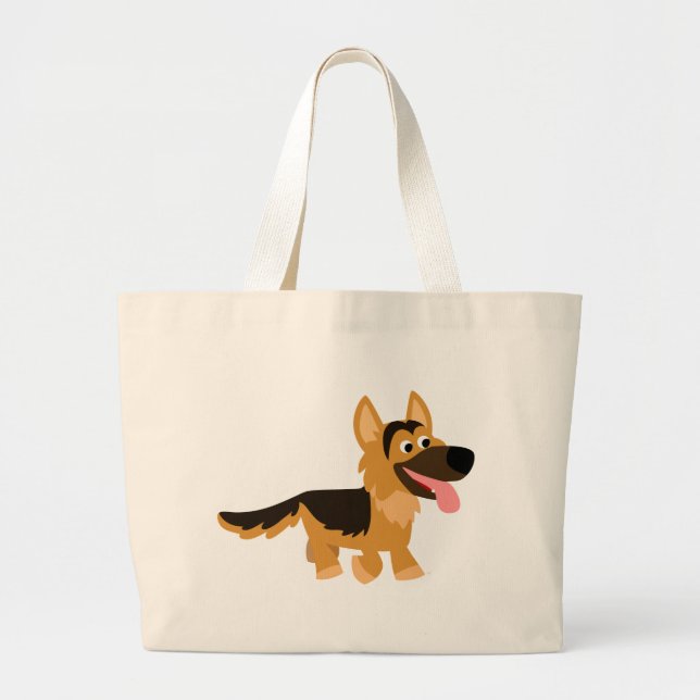 Cute Cartoon German Shepherd Dog Tote Bag (Front)