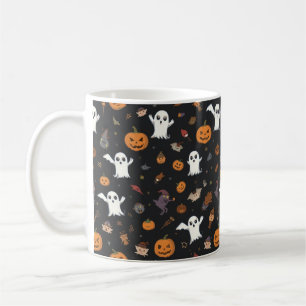 Cute Cartoon Ghost and Pumpkin Pattern Mug Happy