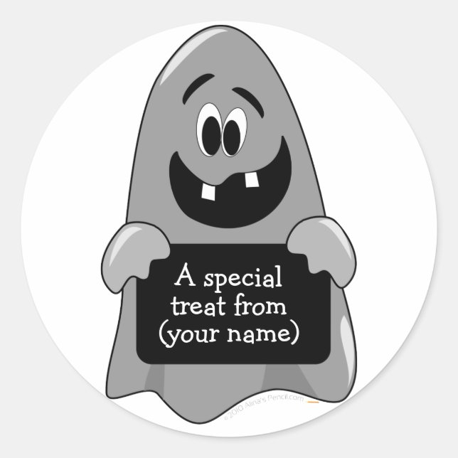 Cute Cartoon Ghost Halloween Customizable Labels (Front)