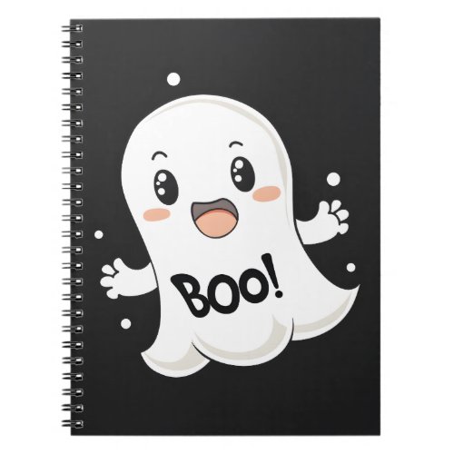 Cute Cartoon Ghost saying BOO Notebook