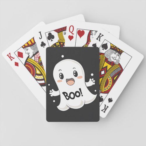 Cute Cartoon Ghost saying BOO Playing Cards