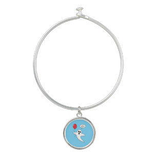 Cute Cartoon Ghost with Red Balloon Bangle Bracelet