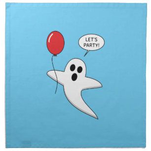 Cute Cartoon Ghost with Red Balloon Cloth Napkin