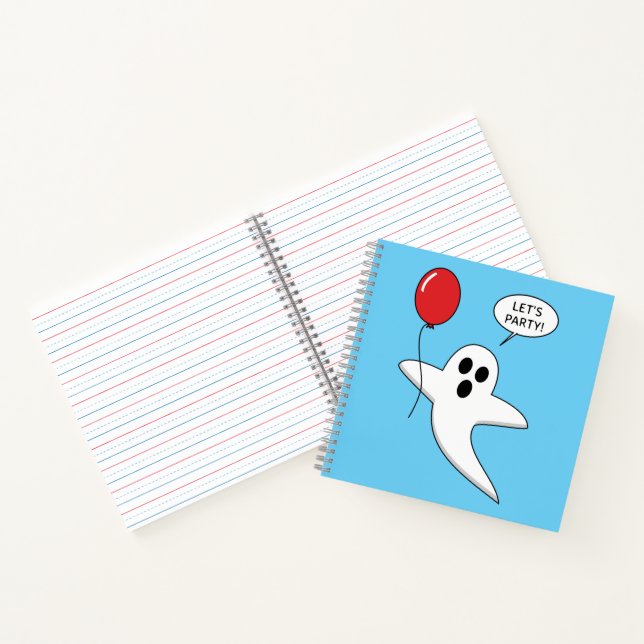 Cute Cartoon Ghost with Red Balloon Notebook (Inside)