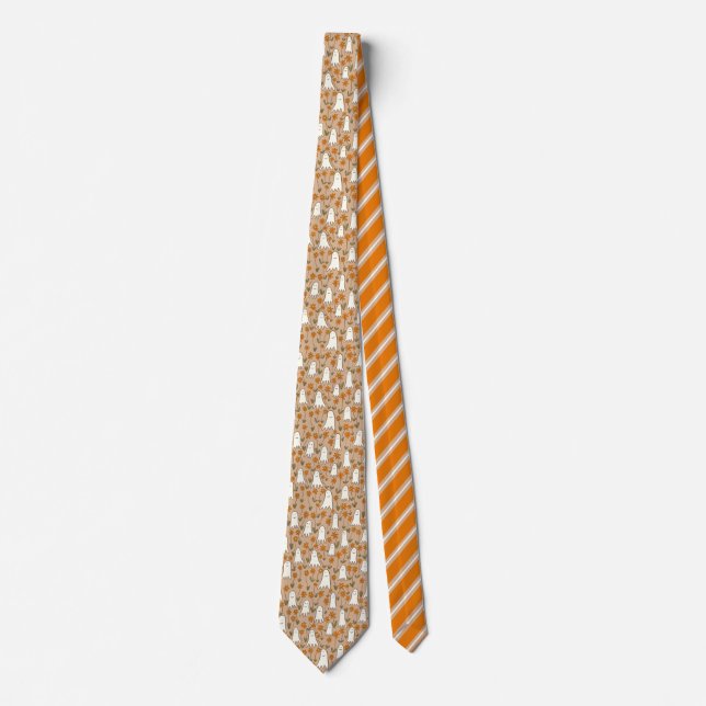 Cute Cartoon Ghosts in the Garden Halloween Neck Tie (Front)