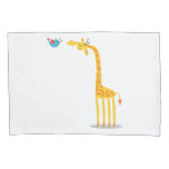 Cute Cartoon Giraffe And Bird Pillowcase at Zazzle