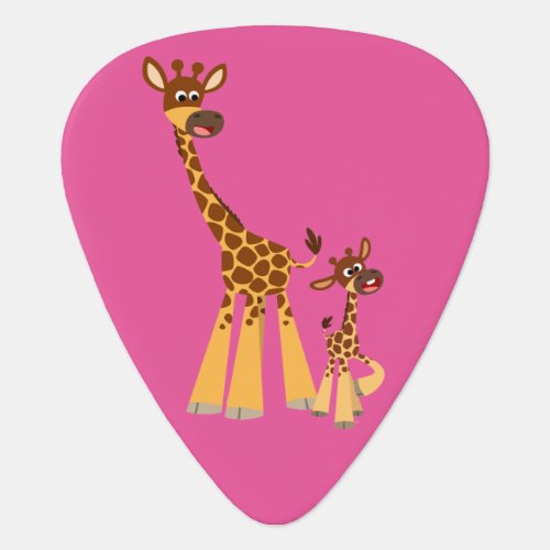 Cute Cartoon Giraffe And Calf Guitar Pick