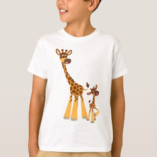 Cute Cartoon Giraffe and Calf Kids T-Shirt