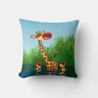 Cute Cartoon Giraffe and Ducklings Pillow