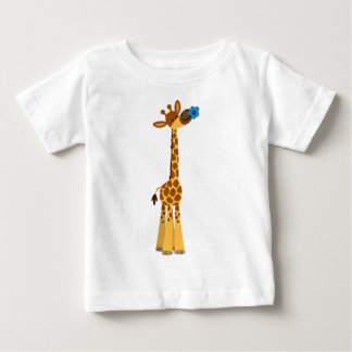 Cute Cartoon Giraffe and Flower Baby T-Shirt