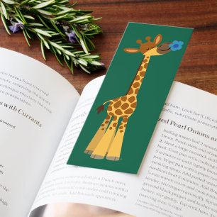 Cute Cartoon Giraffe And Flower Bookmark