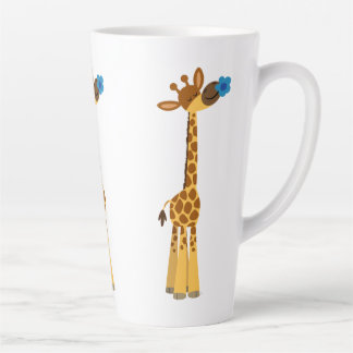 Cute Cartoon Giraffe and Flower Latte Mug