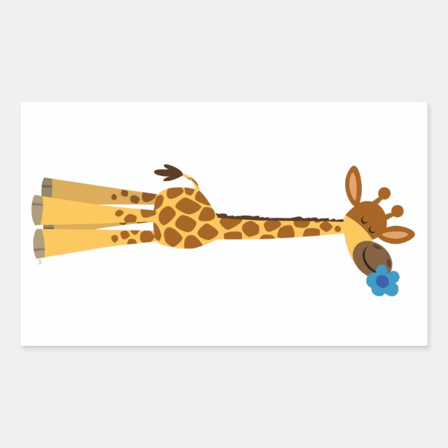 Cute Cartoon Giraffe and Flower Sticker (Front)