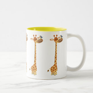 Cute Cartoon Giraffe And Friend Two-Tone Coffee Mug