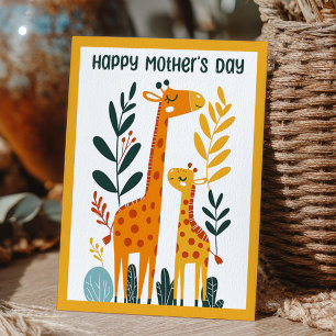 Cute Cartoon Giraffe& Calf Happy Mother's Day Postcard