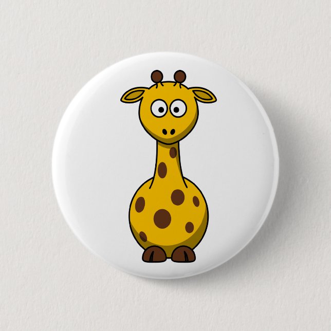 Cute Cartoon Giraffe Clipart Button (Front)