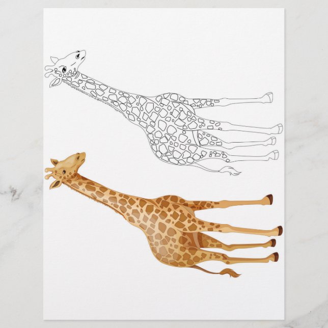 Cute Cartoon giraffe coloring page (Front)