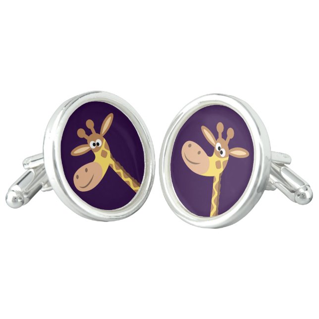 Cute Cartoon Giraffe Cufflinks (Angled)